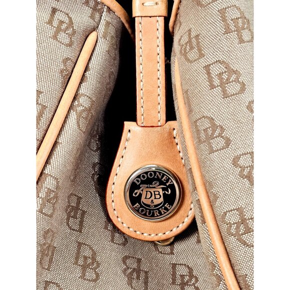 Dooney and Bourke Mocha Signature Monogram Logo Purse Satchel Medium 1701 - Picture 10 of 16